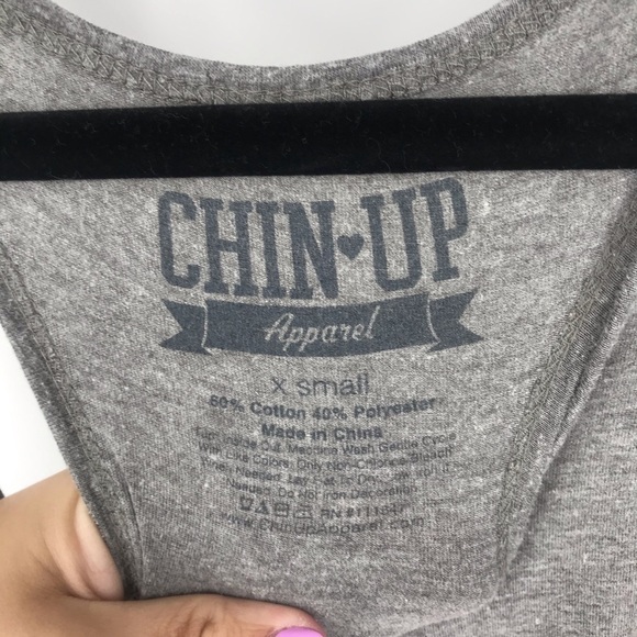 Chin-up Tone Up Gray and Pink Floral Tank Top Size XS - Picture 5 of 6